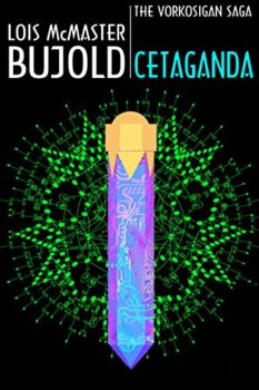 Cover image of "Cetaganda" by Lois McMaster Bujold, a novel in which the Vorkosigan Saga continues