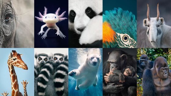 Image of endangered species, which dramatize the need to reverse the control of nature