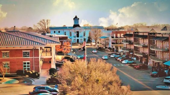 Photo of The Square in Oxford, Mississippi, like the small town where one of the novellas in this collection is set. It's a story of lawyers behaving badly.