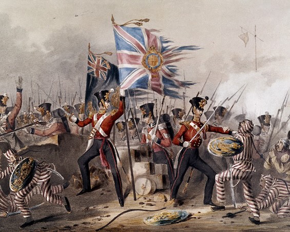 Painting of action in the First Opium War as related in this novel about opium
