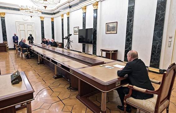 Photo of Vladimir Putin meeting in Moscow, profiled in this book about vladimir putin