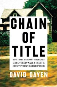 Cover image of "Chain of Title," a book about foreclosure fraud