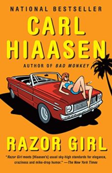 Cover image of "Razor Girl" by Carl Hiaasen, a novel about reality TV