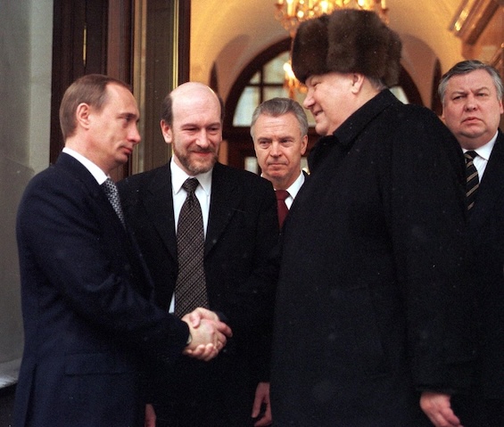 Photo of Putin and Yeltsin at the inception of what is now Putin's Russia