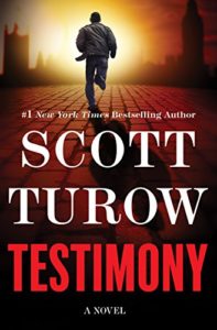 Cover image of "Testimony," a legal thriller by Scott Turow