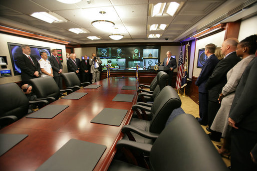 Photo of White House Situation Room, where much of the action in this book about Presidential decision-making takes place