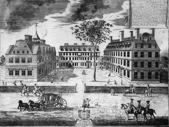 Image of Harvard University in 1638, just two decades before Harvard's first Native American graduate