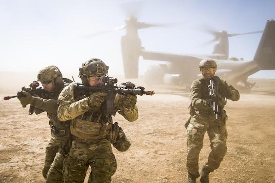 Photo of US special forces in a training exercise, preparing for action in America's permanent war