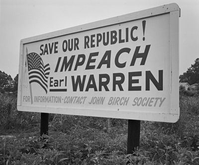 Photo of John Birch Society billboard, an example of Right-Wing extremism 