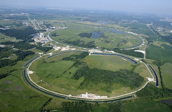 Aerial photo of the particle accelerator at Fermilab, where First Contact becomes a reality becomes a reality for a few scientists