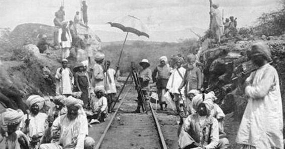 Photo of Indians building the first railroad in Kenya, like the founder of the family in this Indian diaspora novel. 