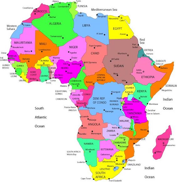 Political map of Africa today