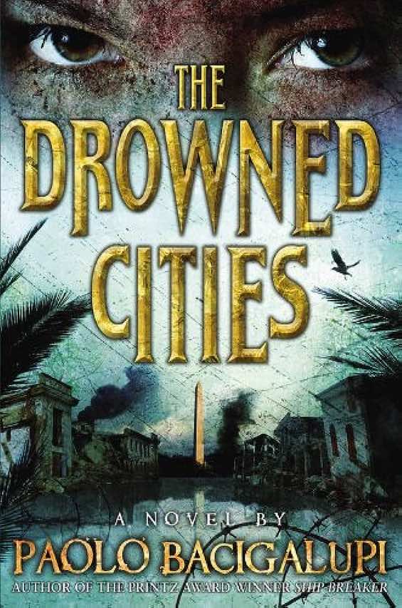 Cover image of "The Drowned Cities," a novel in which Washington DC is underwater