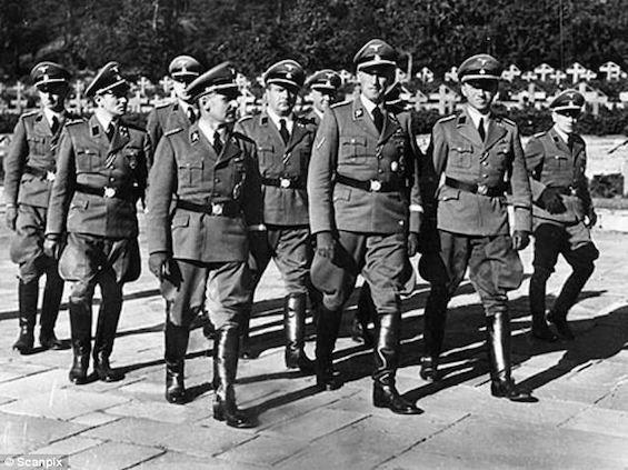 Photo of Nazi troops in Oslo in World War II, a common sight in this novel of intrigue in wartime Stockholm and Oslo