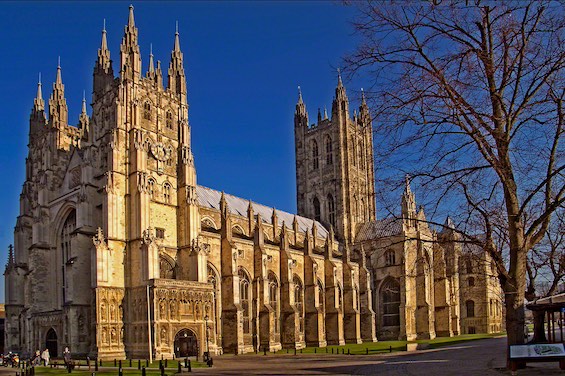 Photo of Canterbury Cathedral, like that in fictional Kingsbridge in this bestselling historical fiction series