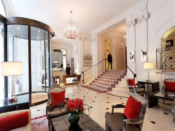 Photo of the lobby of the Hotel Majestic in Paris, site of much of the action in this novel that introduces the legendary detective