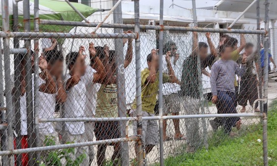 Detainees at an off-shore Australian immigration detention center, a symptom of the Australian immigration crisis