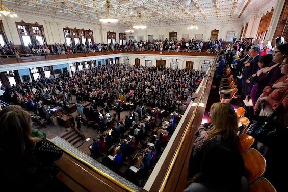 Photo of opening day session at the Texas legislature, the setting for this novel about Texas politics