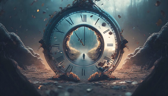 Artist's rendering of time travel, the central concept in this tale of time travel