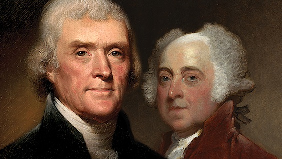 Thomas Jefferson and John Adams, candidates for President in 1800, in an election that led to the brink of civil war