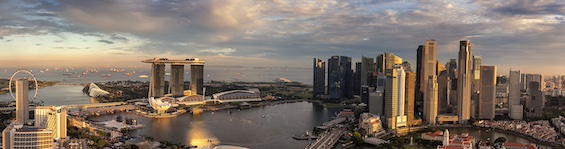 The skyline of Singapore today, the setting for the Jake Needham detective series