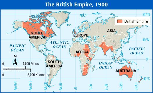 Map of the British Empire in 1900, showing its full extent as it grew during the events portrayed in this biography of Queen Victoria