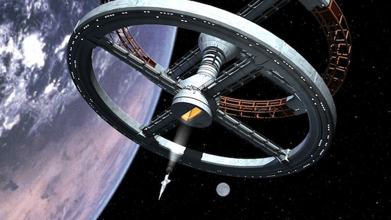 Artist's conception of a space station somewhat resembling the one in this novel about Earth's first space colony