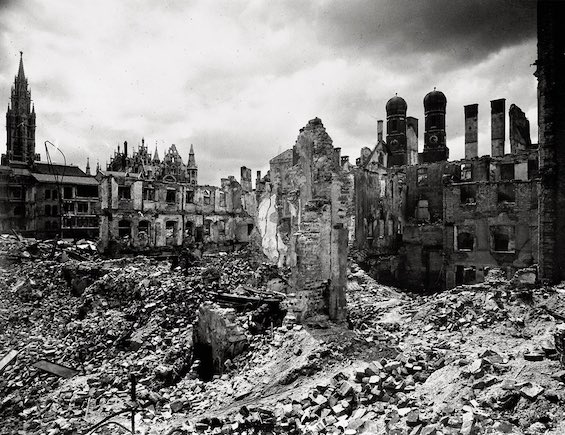 The bombed Old City Hall of Munich, near the site of this novel of Holocaust stories