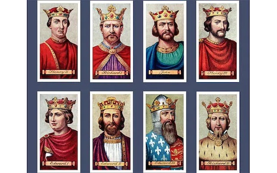 Composite photo of paintings of the Plantagenet Kings of England, members of England's longest-ruling dynasty