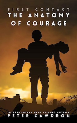 Cover image of "The Anatomy of Courage," one of Peter Cawdron's First Contact book series