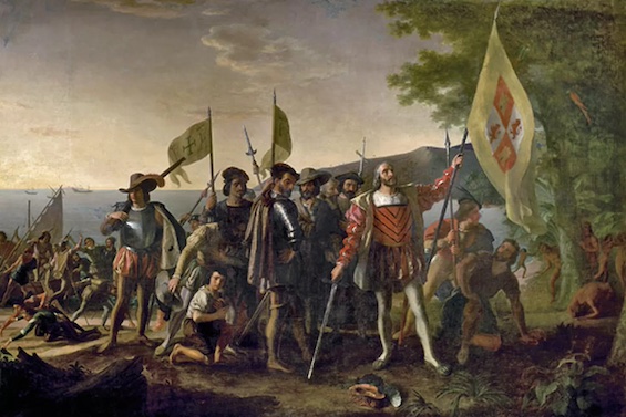 Painting of Columbus landing in the Americas in 1492
