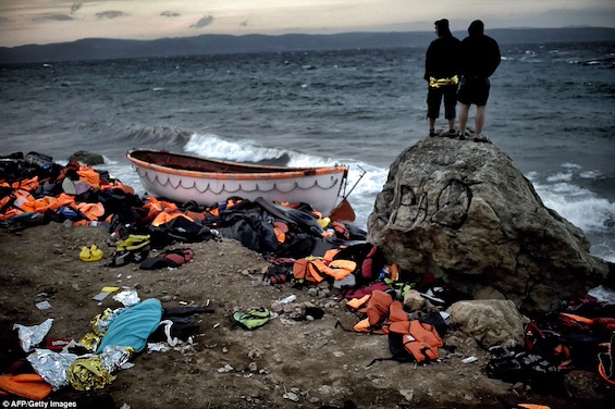 Photo of shipwreck debris off the coast of Greece, like that in this novel about the refugee experience