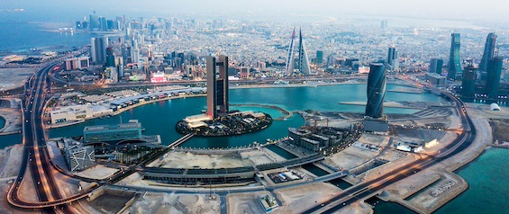 Aerial view of Manama, Bahrain, setting for this novel about a spy's last posting for the CIA
