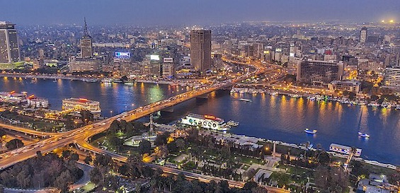 Aerial view of Cairo, Egypt, site of this thriller about a US arms dealer