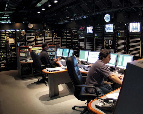 Photo of a master control room at Voice of America, part of American psychological warfare operations