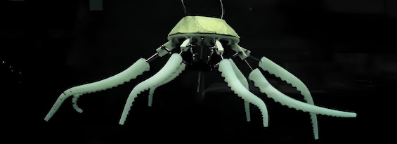 Photo of a swimming robot built like an octopus, similar to one of the sentient robots in this novella