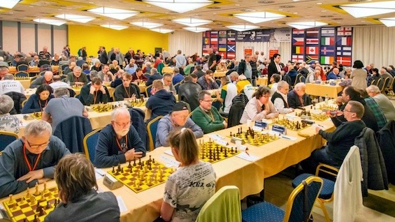 Photo of a chess tournament in Russia, illustrating the country's passion as we see in this novel about nostalgia for Joseph Stalin