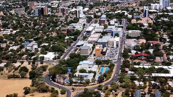 Aerial photo of central Gaborone, Botswana, a signpost to Africa's future