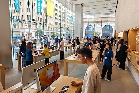 Photo shot inside Apple's flagship store in Shanghai, a focus of this account of the partnership between Apple and China