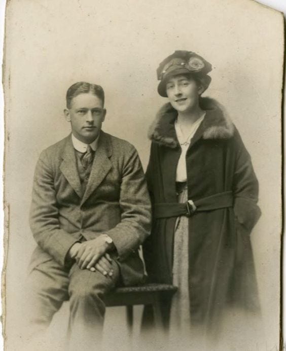 Photo of Agatha and Archibald Christie on their wedding day in 1914, the two central figures in the mystery of why Agatha Christie disappeared