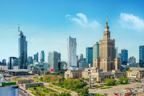 Photo of Warsaw skyline, capital of Independent Poland