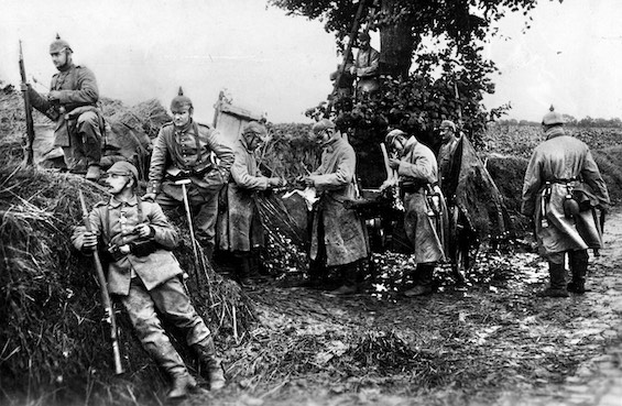 Photo of German troops at the First Battle of Ypres, a violent episode in this story of the major events of the 20th century