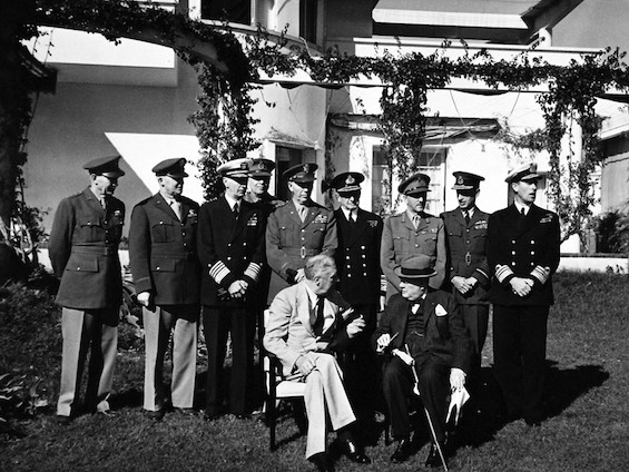 Photo of Combined US and British Chiefs of Staff in WWII taken during a pivotal meeting described in this George Marshall biography