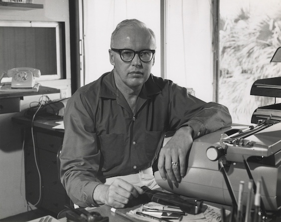 Photo of John D. MacDonald, author of this novel about a clever financial fraud