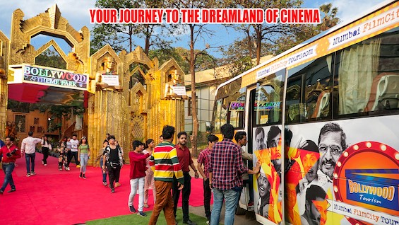 Photo of tourists in Bollywood studio tour, a far cry from the days of early Bollywood