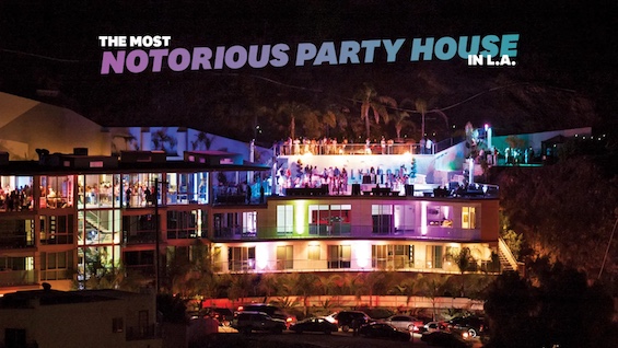 Photo of a Los Angeles party house, like the scene in this novel of a bizarre multiple murder case