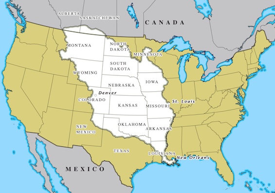 Map of the Louisiana Purchase, explored in this history of Lewis and Clark