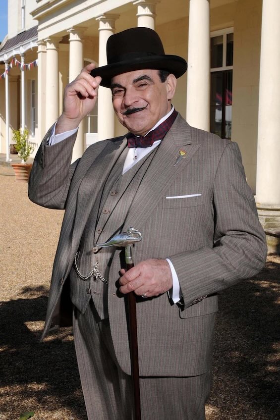 Photo of the detective Hercule Poirot, the private eye in this "best Agatha Christie novel"