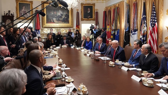 Photo of Donald Trump at first Cabinet meeting of 2026 during Trump's second term