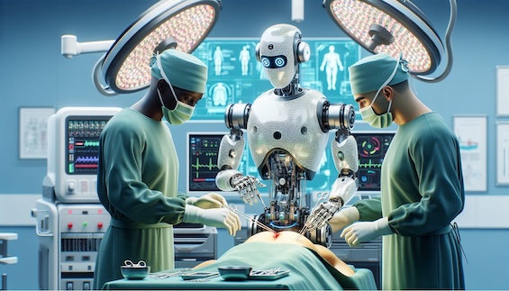An image suggesting the role of AI in surgery as explored in this novel about an investigation into AI